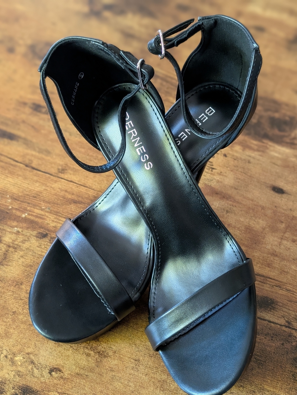 Berness "Germane" Black Ankle-Strap Women's 6 Inch Heels